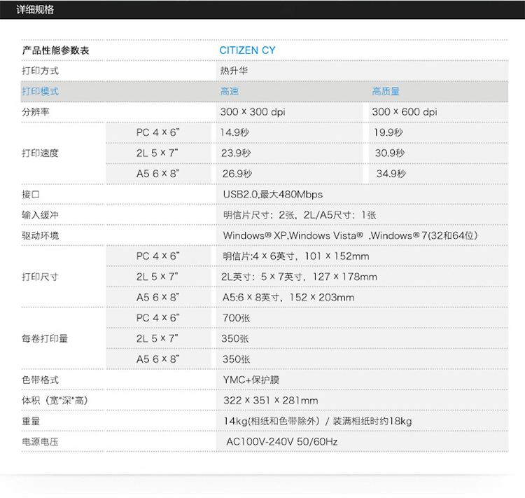 西铁城热升华打印机功能介绍